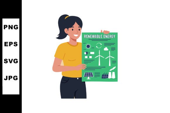Download Woman Holding Renewable Energy Infograph - Energy Collection