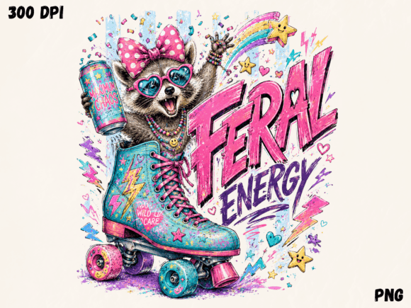 Download Feral Energy Raccoon PNG, Retro Roller S - Energy Collection